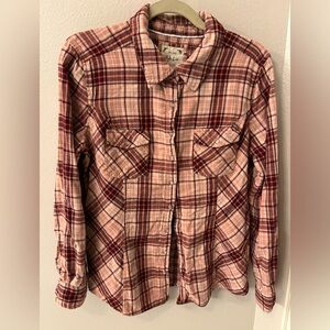 Style & Co. Plaid Snap Button Up Shirt Size L Roll Tab Sleeve Cotton Lightweight